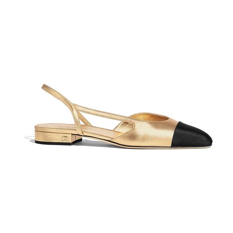 chanel gold logo split heel pump|chanel slingbacks.